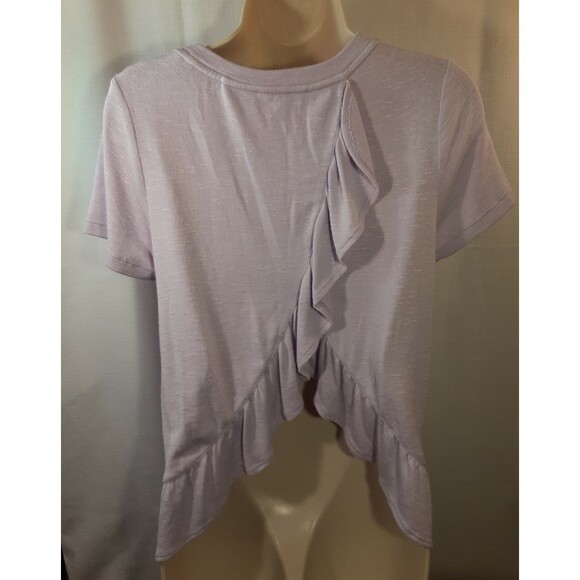 Copper Key Lavender Round Neck Short Shirt Swirl Ruffle Hem & Back Size Small - Picture 4 of 9